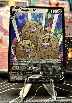 Dugtrio Diglett ACG Stained Glass Art Card - Pokemon Inspired Collector’s Card🔥 - Image 1
