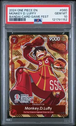 One Piece Monkey D. Luffy Promo Bandai Card Game Fest P-080 PSA 10 GEM MINT - Image 1