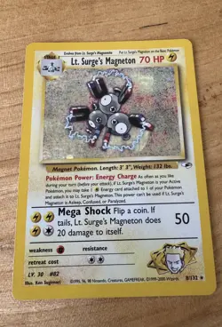 Pokemon Card Lt. Surge's Magneton 8/132 Gym Heroes Holo WOTC Light Play - Image 1