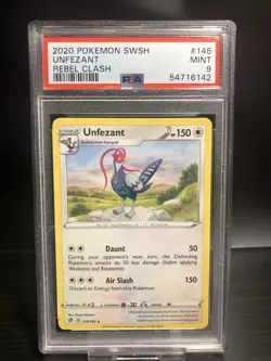 Unfezant 145/192 Rare Rebel Clash PSA 9 Mint Graded Pokemon Card - Image 1