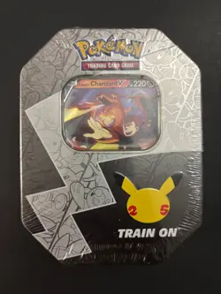 Pokemon 2021 Sword & Shield Celebrations Lance's Charizard V Tin Factory Sealed - Image 1