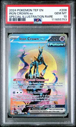 Iron Crown ex 206/162 PSA 10 GEM MINT Illustration Rare Temporal Forces Pokemon - Image 1