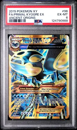 2015 POKEMON XY ANCIENT ORIGINS #96 FULL ART/PRIMAL KYOGRE EX PSA 6 - Image 1