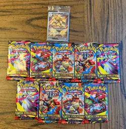 9 x Pokemon Mega Evolution Booster Packs Factory Sealed English w Alakazam Promo - Image 1