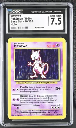 CGC 7.5 Mewtwo 1999 Base Set 10/102 Holo Pokemon Card - Image 1
