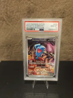 2025 POKEMON SVP EN-SV BLACK STAR PROMO #203 TEAM ROCKET'S WOBBUFFET PSA 10 - Image 1