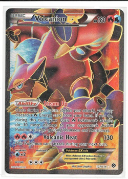 Pokemon XY Steam Siege Volcanion EX 107/114 FULL ART HOLO TEXTURED RARE NM - Image 1