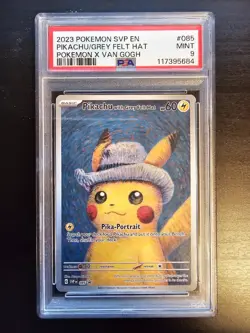 Pikachu with Grey Felt Hat Pokemon x Van Gogh Promo 085 SV Scarlet Violet PSA9 - Image 1