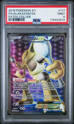 2016 POKEMON XY FATES COLLIDE ALAKAZAM EX #117 FULL ART PSA 9 MINT #119493819 - Image 1