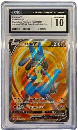 CGC 10 Gem Mint Lucario V SWSH213 SWSH: Sword & Shield Promo Cards Holo - Image 1