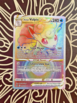 Alolan Vulpix Vstar #197 Rainbow Illustration Rare Pokemon Card Silver Tempest - Image 1
