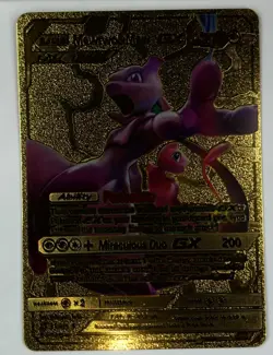 Pokemon Mewtwo & Mew GX Tag Team Gold Foil TCG Fan Art Card #71/236 - Image 1