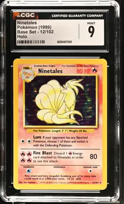 CGC 9 MINT Ninetales 1999 Base Set 12/102 Holo Pokemon Card - Image 1