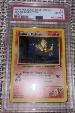 SWIRL Psa 6 2000 POKEMON GYM HEROES HOLO #1 BLAINE'S MOLTRES 1/132 - Image 1