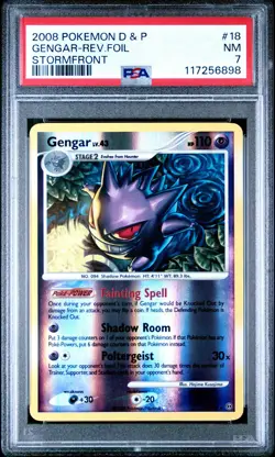 2008 POKEMON DP STORMFRONT GENGAR #18 REVERSE FOIL PSA 7 NM #117256898 - Image 1