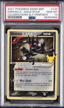 2021 POKEMON SWSH BLACK STAR PROMO #144 GRENINJA-GOLD STAR PSA 10 - Image 1
