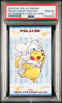 Poncho Wearing Pikachu Altaria Pokemon 2016 MC Business Card Japanese PSA 10 - Image 1