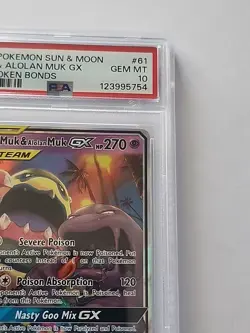 2019 POKEMON SUN & MOON UNBROKEN BONDS #61 MUK & ALOLAN MUK GX PSA 10 - Image 3