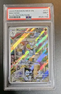 2023 POKEMON MEW EN-151 ILLUSTRATION RARE #177 MACHOKE PSA 9 - Image 1