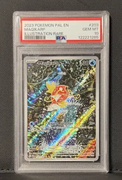 (NEW CERT) 2023 POKEMON PALDEA EVOLVED MAGIKARP ILLUSTRATION RARE #203 PSA 10 - Image 1