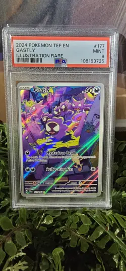 2024 POKEMON TEF EN-TEMPORAL FORCES ILLUSTRATION RARE #177 GASTLY PSA 9 - Image 1