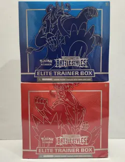 Pokemon Sword & Shield Battle Styles Elite Trainer Boxes Red & Blue set 820650808357 - Image 1