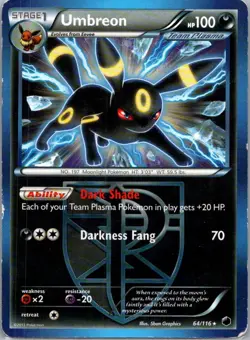 Pokemon TCG Umbreon 64/116 Plasma Freeze MP - Image 1