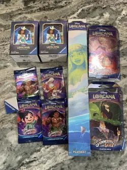 NEW Disney Lorcana Shimmering Skies Emerald Steel Starter Deck Booster Card Lot - Image 1