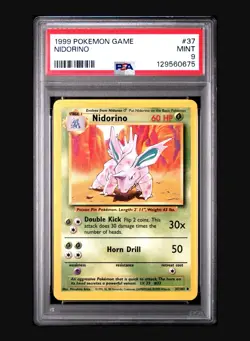 NIDORINO 37/102 POKEMON TRAINER CARD 1999 BASE SET - PSA 9 MINT - Image 1