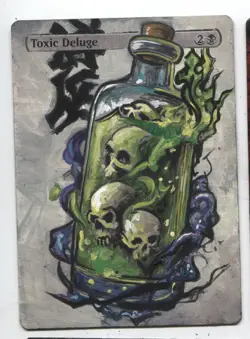 Toxic Deluge MTG Altered art MAGIC Hand Painted Card Commander - Image 1