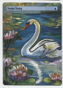 Swan Song MTG Altered art MAGIC Hand Painted Card Commander - Image 1