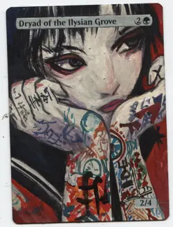 Dryad of the Ilysian Grove MTG Altered art MAGIC Hand Painted Card Commander - Image 1