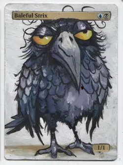 Baleful Strix MTG Altered art MAGIC Hand Painted Card Commander - Image 1