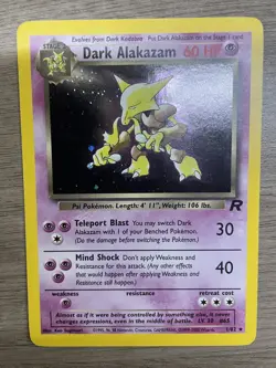 Pokemon Dark Alakazam TCG Team Rocket Holo Card 1/82 Near Mint - Image 1
