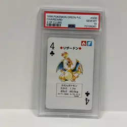 Pokemon 1996 Green P/C Charizard 4 of Clubs PSA 10 - Image 1