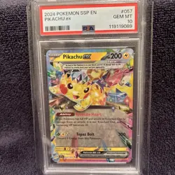 Pokemon Pikachu EX Card 057/191 Surging Sparks 2024 SSP Holo TCG - PSA 10 💎 ⚡ - Image 2