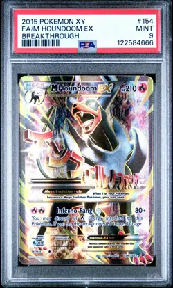 Pokemon M Houndoom EX 154/162 Full Art XY Breakthrough PSA 9 MINT - Image 1