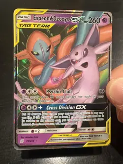 Espeon and Deoxys GX 72/236 Pokemon TCG Unified Minds Tag Team Ultra Rare - NM - Image 1