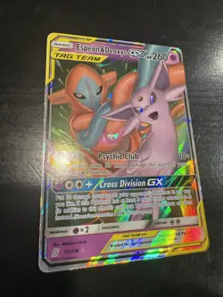 Espeon and Deoxys GX 72/236 Pokemon TCG Unified Minds Tag Team Ultra Rare - NM - Image 2