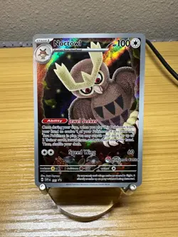 Pokemon TCG Stellar Crown Noctowl 141 Black Star Promo Pokemon Center Stamp - Image 1