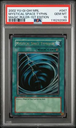 Yu-Gi-Oh! Mystical Space Typhoon Magic Ruler 1st Edition Ultra MRL-047 PSA 10 - Image 1