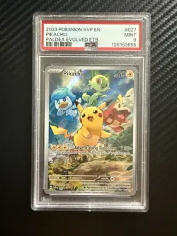 Pokemon Pikachu Scarlet & Violet Paldea Evolved ETB Promo Card 027 PSA 9 - Image 1