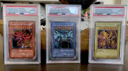 2003 yugioh Promo Secret Rare 3 Egyptian God Card Set PSA GRADED - Image 1