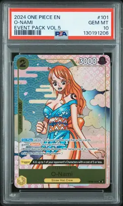 2024 ONE PIECE OP06 101 EVENT PACK VOL 5 O-NAMI PROMO CARD PSA 10 GEM MINT - Image 1