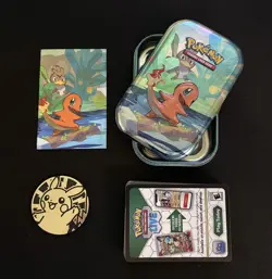 Pokemon TCG Kanto Friends *EMPTY* Charmander Mini Tin - 54 TCG Code Cards + Coin - Image 1