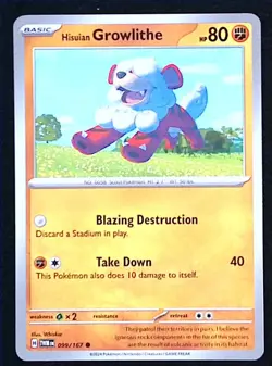 Hisuian Growlithe 99/167 - Pokemon Twilight Masquerade - NM - Image 1