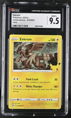Pokemon Card ZEKROM Holo Rare #010 Sword & Shield Celebrations CGC 9.5 MINT+ - Image 1