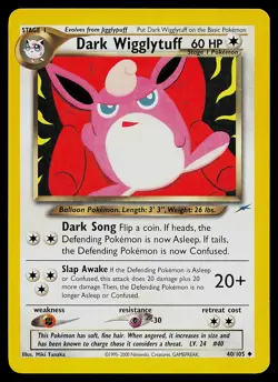 Pokemon Card - Dark Wigglytuff Neo Destiny 40/105 Uncommon Non Holo - Image 1