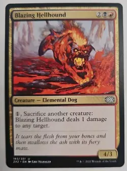 MTG Magic The Gathering Card Blazing HellhoundCreature Elemental Dog Black Red - Image 1
