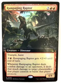 MTG Rampaging Raptor (FOIL Extended Art) [March of the Machine] #366-Near Mint - Image 1